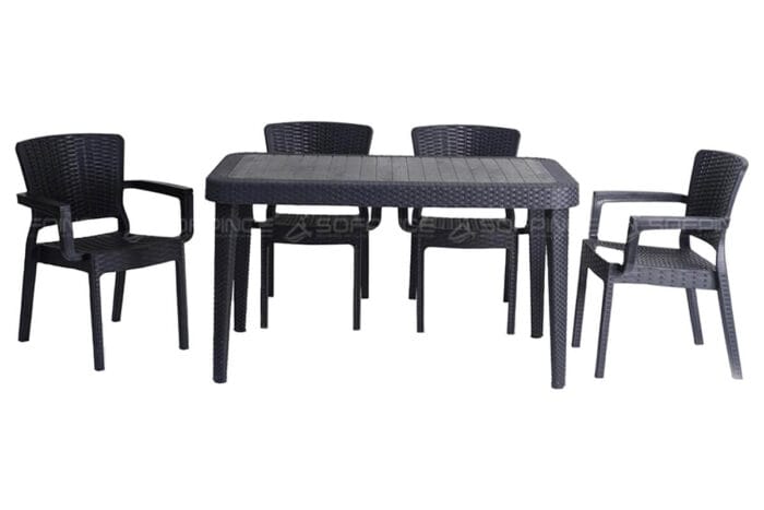 salon de jardin 4 places avec accoudoirs ; couleur noir